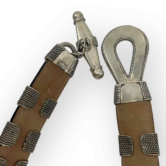 Perez Sanz Sunchero Belt Alpaca and Leather Beige Silver Metal Size OS - Picture 3 of 7